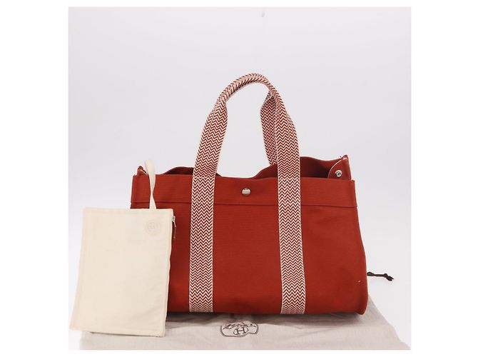 Hermès Borsa HERMES Cannes MM in cotone Arancione Argento Autentica 179542A - vista 23