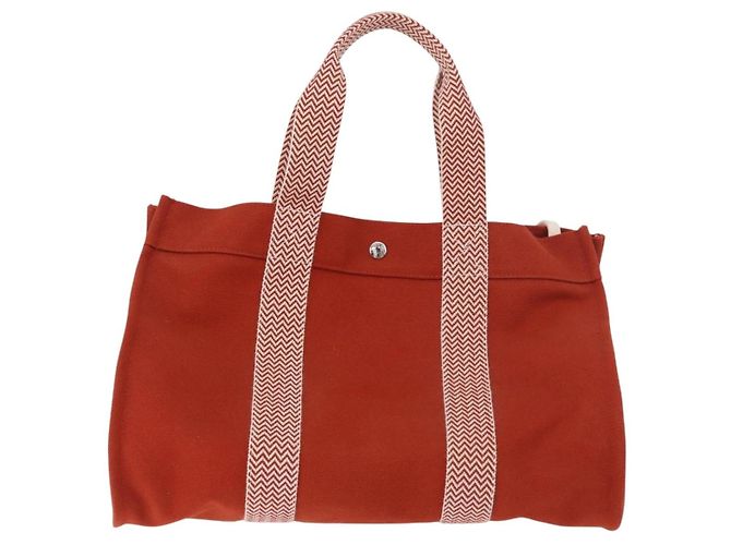 Hermès Borsa HERMES Cannes MM in cotone Arancione Argento Autentica 179542A - vista 3