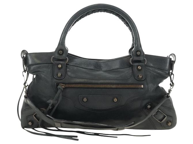 BALENCIAGA Borsa The First in Pelle 2way Navy 103208 Auth 185338M Blu navy - vista 2