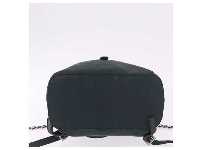Zaino a tracolla con catena PRADA Nylon Verde Argento Auth 185902A - vista 11