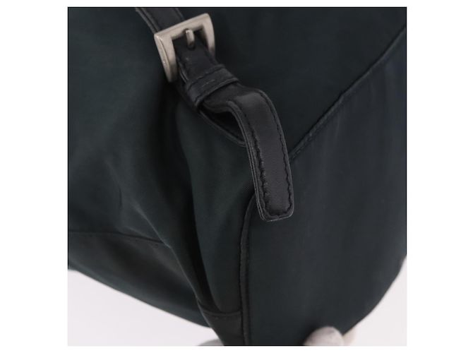 Zaino a tracolla con catena PRADA Nylon Verde Argento Auth 185902A - vista 14