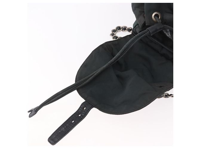 Zaino a tracolla con catena PRADA Nylon Verde Argento Auth 185902A - vista 19