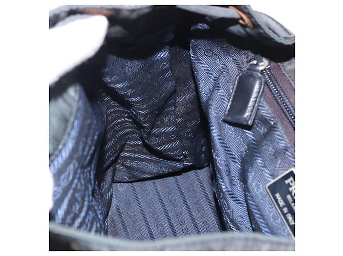 Zaino a tracolla con catena PRADA Nylon Verde Argento Auth 185902A - vista 24