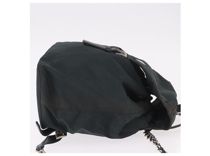 Zaino a tracolla con catena PRADA Nylon Verde Argento Auth 185902A - vista 4