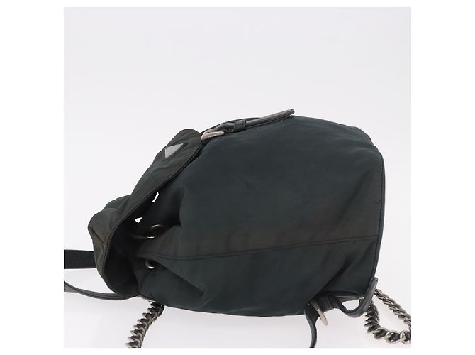 Zaino a tracolla con catena PRADA Nylon Verde Argento Auth 185902A - vista 5
