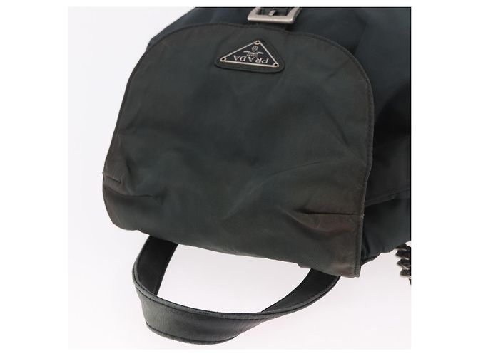 Zaino a tracolla con catena PRADA Nylon Verde Argento Auth 185902A - vista 6