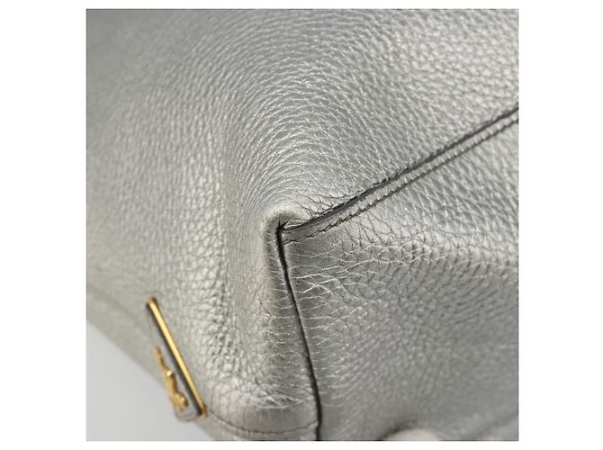 PRADA Tote Bag Leder Silber Auth ka4827 - Ansicht 11