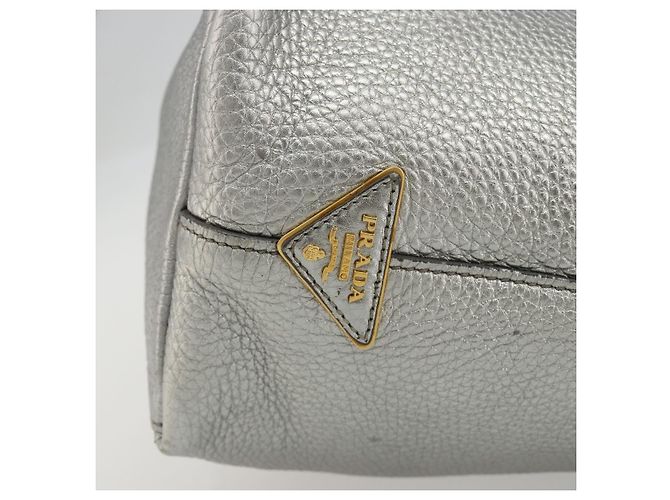 PRADA Tote Bag Leder Silber Auth ka4827 - Ansicht 14