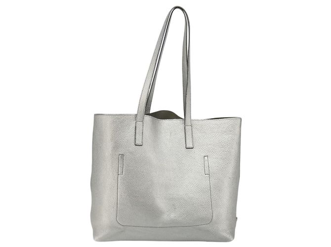PRADA Tote Bag Leder Silber Auth ka4827 - Ansicht 3