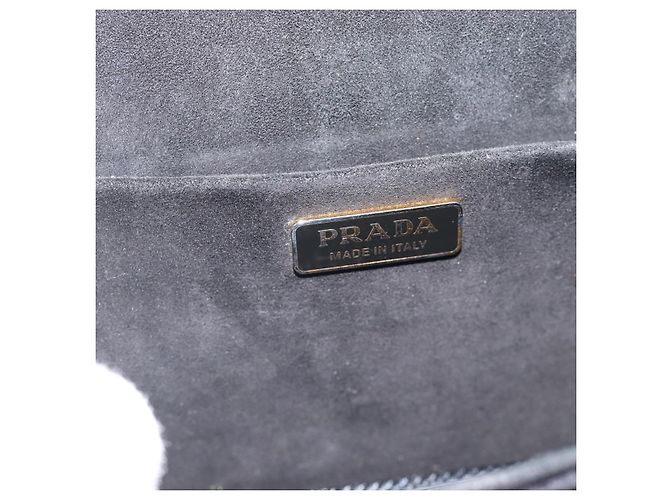 PRADA Schultertasche Samt Schwarz Gold Auth 187500V Golden - Ansicht 16