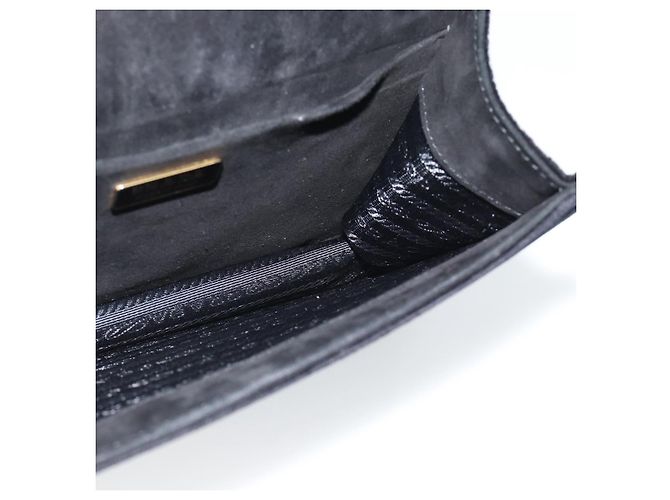 PRADA Schultertasche Samt Schwarz Gold Auth 187500V Golden - Ansicht 18