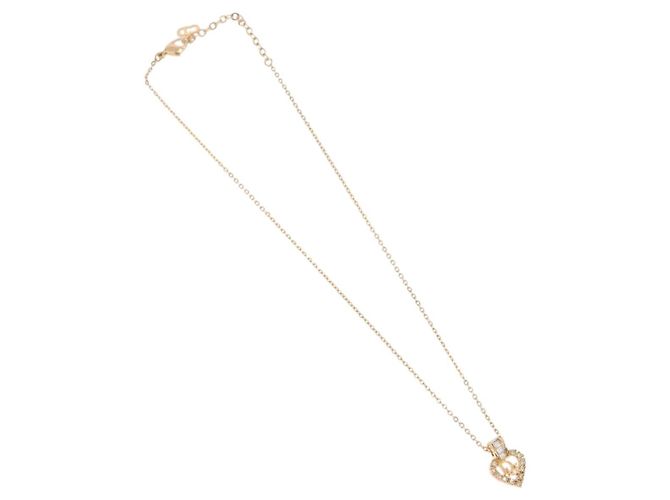 Christian Dior Strassherz-Halskette Metall Gold Auth SW2427 Golden - Ansicht 2