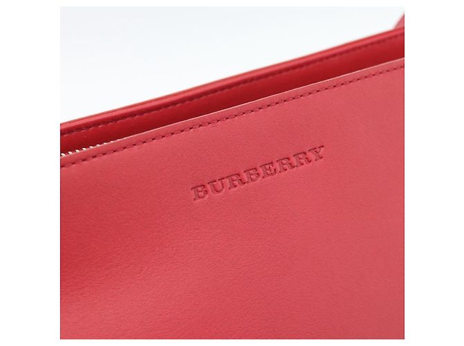BURBERRY Schultertasche Leder Rot Silber Authentisch 186215A - Ansicht 14
