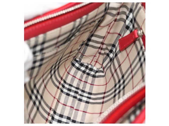 BURBERRY Schultertasche Leder Rot Silber Authentisch 186215A - Ansicht 18