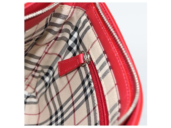 BURBERRY Schultertasche Leder Rot Silber Authentisch 186215A - Ansicht 19