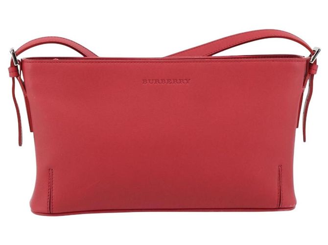 BURBERRY Schultertasche Leder Rot Silber Authentisch 186215A - Ansicht 2
