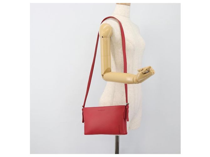 BURBERRY Schultertasche Leder Rot Silber Authentisch 186215A - Ansicht 23