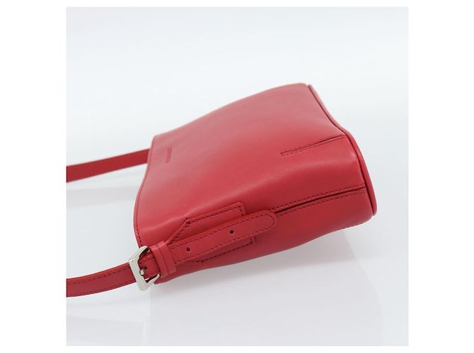 BURBERRY Schultertasche Leder Rot Silber Authentisch 186215A - Ansicht 4