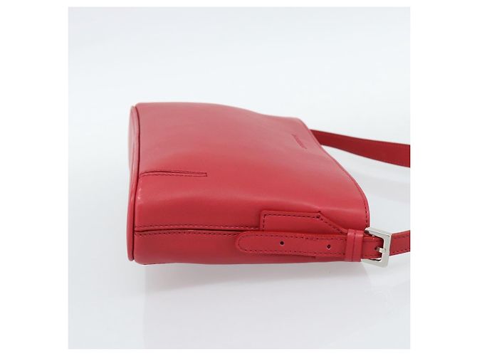 BURBERRY Schultertasche Leder Rot Silber Authentisch 186215A - Ansicht 5