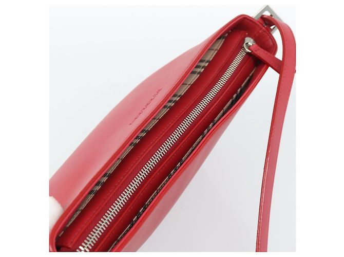 BURBERRY Schultertasche Leder Rot Silber Authentisch 186215A - Ansicht 6