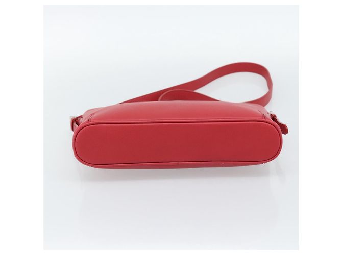 BURBERRY Schultertasche Leder Rot Silber Authentisch 186215A - Ansicht 9