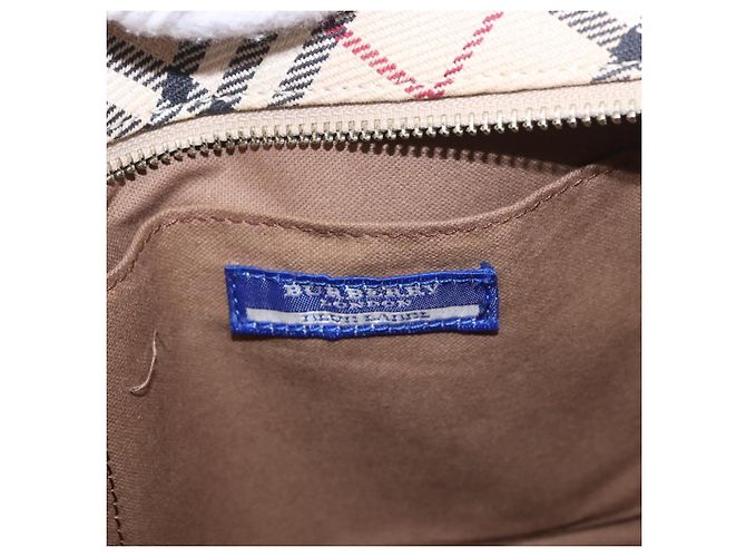 Borsa a mano BURBERRY Nova Check Blue Label in tela Beige Silver Auth 186841A Argento - vista 16