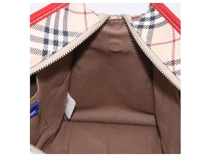 Borsa a mano BURBERRY Nova Check Blue Label in tela Beige Silver Auth 186841A Argento - vista 18