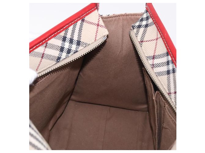 Borsa a mano BURBERRY Nova Check Blue Label in tela Beige Silver Auth 186841A Argento - vista 19