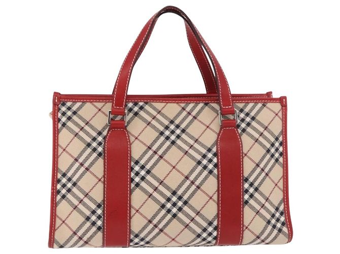 Borsa a mano BURBERRY Nova Check Blue Label in tela Beige Silver Auth 186841A Argento - vista 2