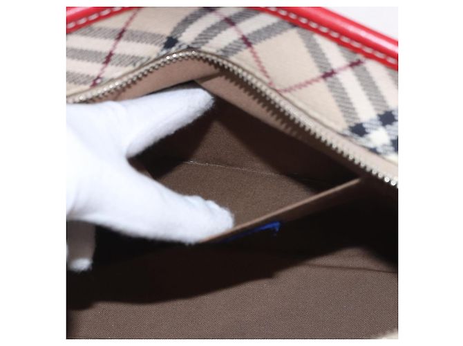 Borsa a mano BURBERRY Nova Check Blue Label in tela Beige Silver Auth 186841A Argento - vista 20