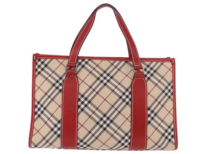 Borsa a mano BURBERRY Nova Check Blue Label in tela Beige Silver Auth 186841A Argento - vista 3
