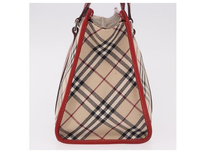 Borsa a mano BURBERRY Nova Check Blue Label in tela Beige Silver Auth 186841A Argento - vista 5