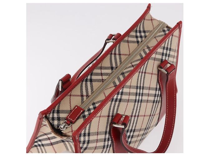 Borsa a mano BURBERRY Nova Check Blue Label in tela Beige Silver Auth 186841A Argento - vista 6