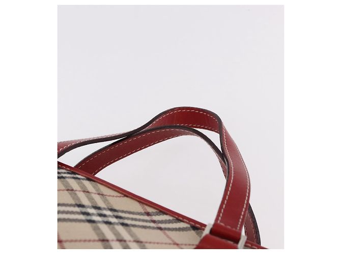 Borsa a mano BURBERRY Nova Check Blue Label in tela Beige Silver Auth 186841A Argento - vista 8