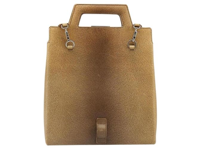 Borsa a tracolla Salvatore Ferragamo Gancini in pelle beige argento Auth 185544 - vista 3