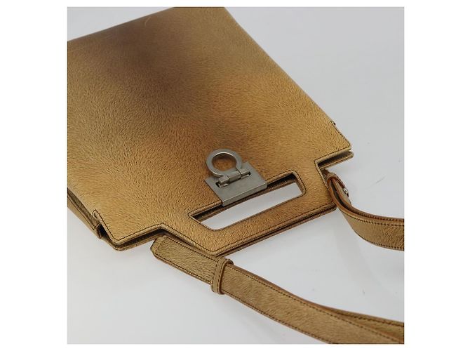 Borsa a tracolla Salvatore Ferragamo Gancini in pelle beige argento Auth 185544 - vista 6