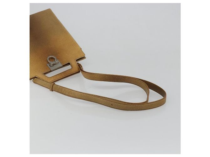 Borsa a tracolla Salvatore Ferragamo Gancini in pelle beige argento Auth 185544 - vista 9