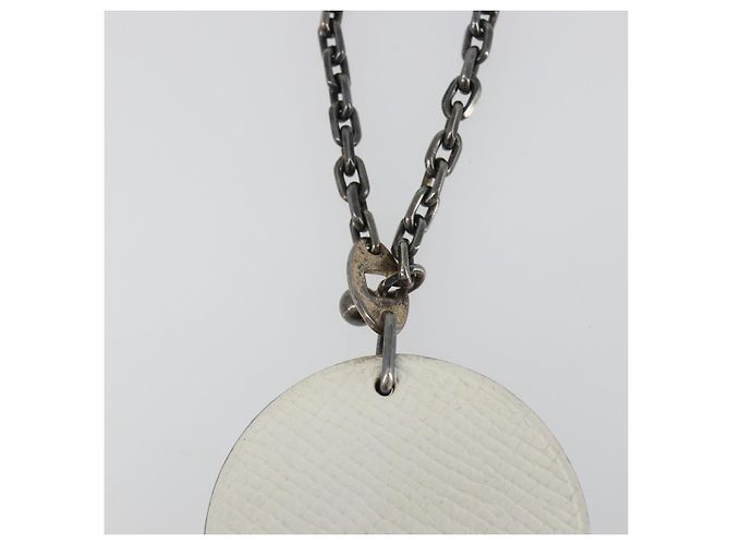 Hermès Charm Penguin in pelle bianca HERMES Auth 185783M Bianco - vista 12