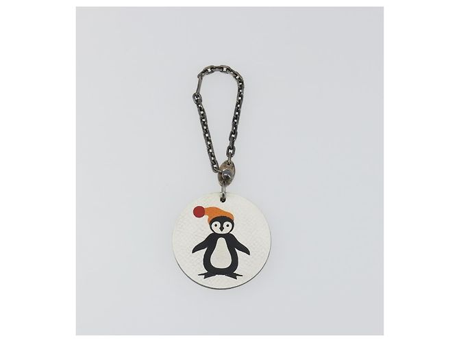 Hermès Charm Penguin in pelle bianca HERMES Auth 185783M Bianco - vista 2