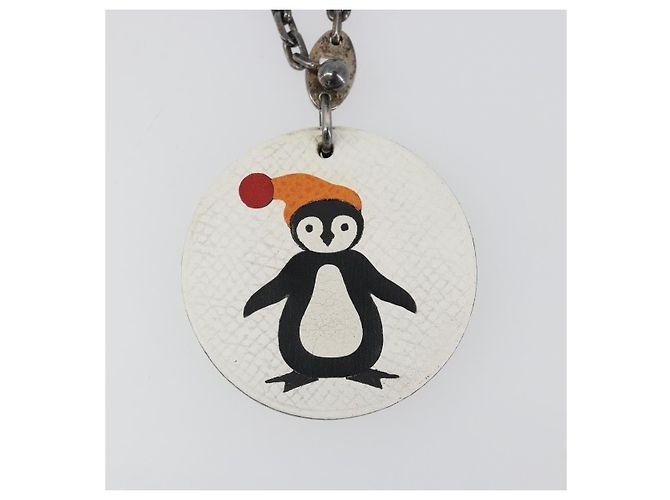 Hermès Charm Penguin in pelle bianca HERMES Auth 185783M Bianco - vista 6