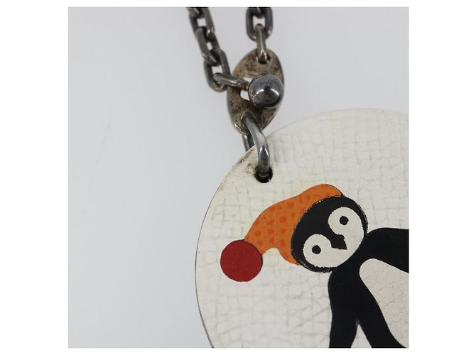 Hermès Charm Penguin in pelle bianca HERMES Auth 185783M Bianco - vista 7