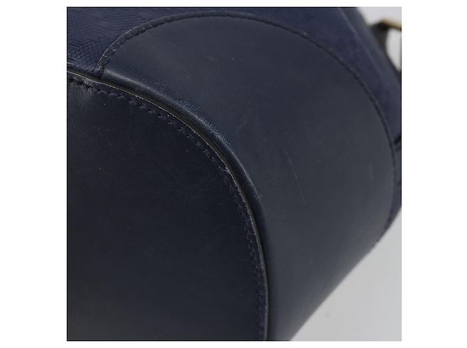 Borsa a Spalla GUCCI Diamante in Pelle Blu Navy e Oro 354229 Auth ka4767 D'oro - vista 10