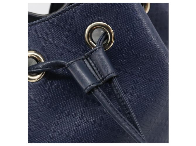 Borsa a Spalla GUCCI Diamante in Pelle Blu Navy e Oro 354229 Auth ka4767 D'oro - vista 14