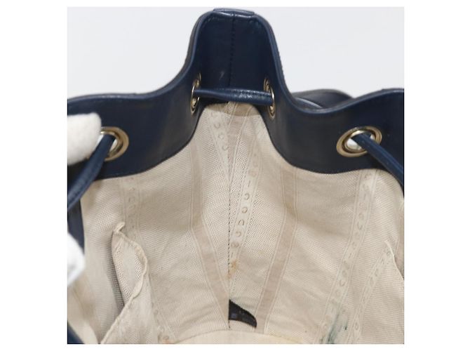 Borsa a Spalla GUCCI Diamante in Pelle Blu Navy e Oro 354229 Auth ka4767 D'oro - vista 19