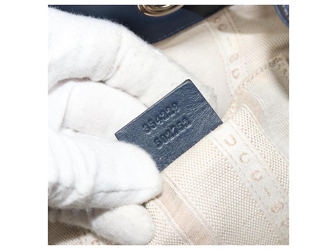 Borsa a Spalla GUCCI Diamante in Pelle Blu Navy e Oro 354229 Auth ka4767 D'oro - vista 22