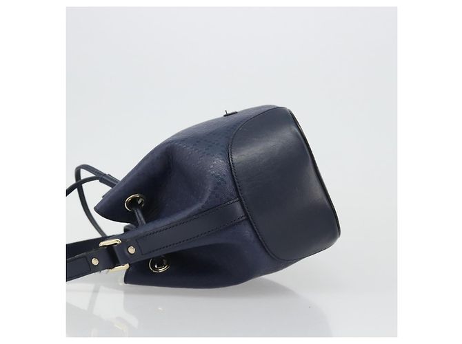Borsa a Spalla GUCCI Diamante in Pelle Blu Navy e Oro 354229 Auth ka4767 D'oro - vista 5