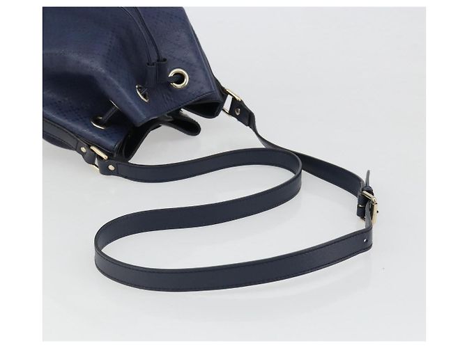 Borsa a Spalla GUCCI Diamante in Pelle Blu Navy e Oro 354229 Auth ka4767 D'oro - vista 7