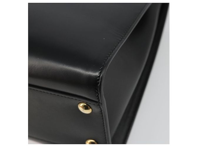 Borsa a mano Salvatore Ferragamo Gancini Pelle Nera e Oro Auth 185609A Nero D'oro - vista 12