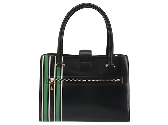 Borsa a mano Salvatore Ferragamo Gancini Pelle Nera e Oro Auth 185609A Nero D'oro - vista 3