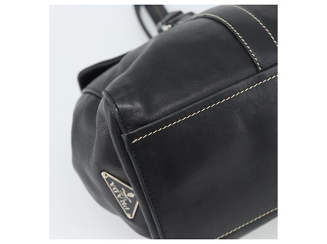 Bolso Tote PRADA de piel negro con detalles plateados Auth 187659V Plata - vista 11